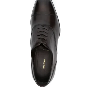 TOM FORD Elkan Lace-Up Leather Oxford Shoes – Chocolate Brown